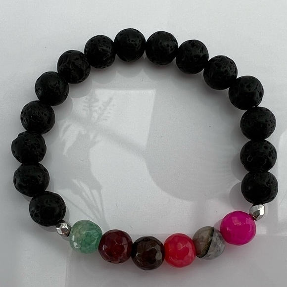 GEMSTONE & Lava Stone Diffuser Beaded Bracelet - Picture 7 of 13
